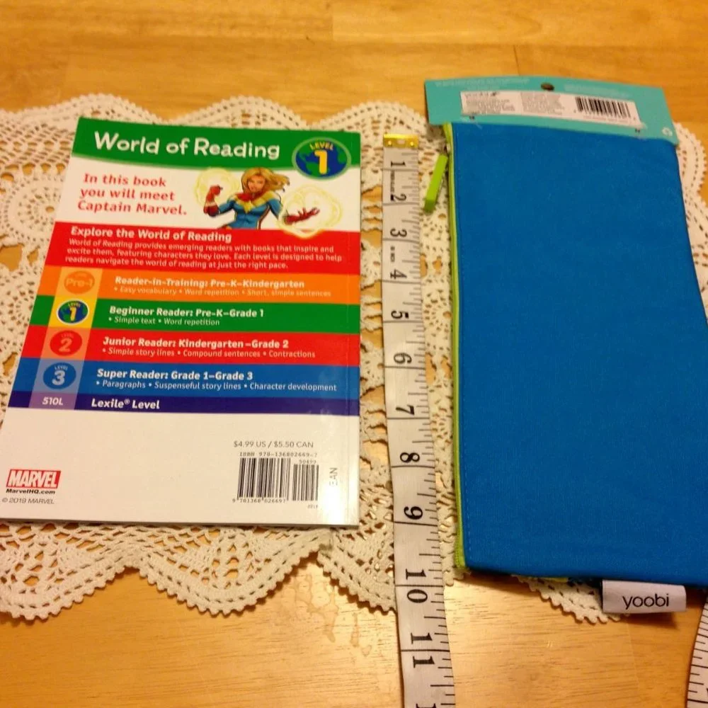 Back to School, New Yoobi pencil pouch and Marvel Reader, Level One